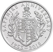 5 Pounds - Elizabeth II 5th portrait; Sapphire Anniversary, United Kingdom, 2018 reverse image