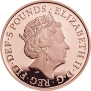 5 Pounds - Elizabeth II Sapphire Anniversary; Gold Proof obverse image