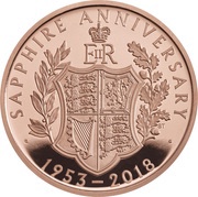 5 Pounds - Elizabeth II Sapphire Anniversary; Gold Proof, United Kingdom, 2018 reverse image