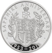 5 Pounds - Elizabeth II Sapphire Anniversary; Silver Piedfort, United Kingdom, 2018 reverse image