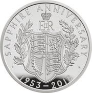 5 Pounds - Elizabeth II Sapphire Anniversary; Silver Proof, United Kingdom, 2018 reverse image