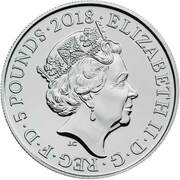 5 Pounds - Elizabeth II 5th portrait; Prince Charles 70th Birthday obverse image