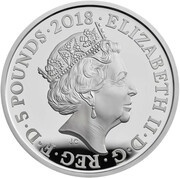 5 Pounds - Elizabeth II Prince Charles 70th Birthday; Silver Piedfort obverse image