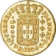 4000 Réis - John, Prince Regent Bahia and Rio de Janeiro Mints; Large and Small Crown obverse image