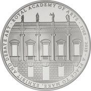 5 Pounds - Elizabeth II 5th portrait; Royal Academy of Arts, United Kingdom, 2018 reverse image