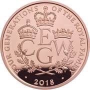 5 Pounds - Elizabeth II Four Generations of Royalty; Gold Proof, United Kingdom, 2018 reverse image