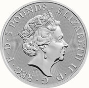 5 Pounds - Elizabeth II Unicorn of Scotland; 2 oz Fine Silver obverse image