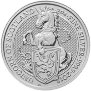 5 Pounds - Elizabeth II Unicorn of Scotland; 2 oz Fine Silver, United Kingdom, 2018 reverse image