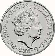 5 Pounds - Elizabeth II 5th portrait; Red Dragon of Wales obverse image