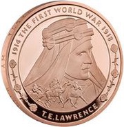 5 Pounds - Elizabeth II T.E. Lawrence; Gold Proof, United Kingdom, 2018 reverse image