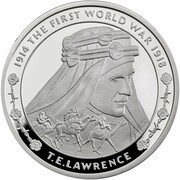 5 Pounds - Elizabeth II T.E. Lawrence; Silver Proof, United Kingdom, 2018 reverse image