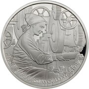 5 Pounds - Elizabeth II Women in Factories; Silver Proof, United Kingdom, 2018 reverse image