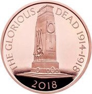 5 Pounds - Elizabeth II War Memorials; Gold Proof, United Kingdom, 2018 reverse image