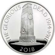5 Pounds - Elizabeth II War Memorials; Silver Proof, United Kingdom, 2018 reverse image