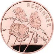 5 Pounds - Elizabeth II Poppies; Gold Proof, United Kingdom, 2018 reverse image