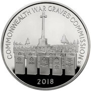 5 Pounds - Elizabeth II Commonwealth War Graves; Silver Proof, United Kingdom, 2018 reverse image