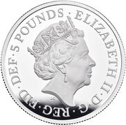 5 Pounds - Elizabeth II Una and The Lion; Silver Proof obverse image