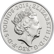 5 Pounds - Elizabeth II 5th portrait; Legend of the Ravens obverse image