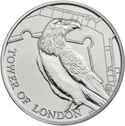 5 Pounds - Elizabeth II 5th portrait; Legend of the Ravens, United Kingdom, 2019 reverse image