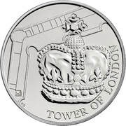 5 Pounds - Elizabeth II 5th portrait; The Crown Jewels, United Kingdom, 2019 reverse image