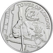 5 Pounds - Elizabeth II 5th portrait; Yeoman Warders, United Kingdom, 2019 reverse image