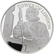 5 Pounds - Elizabeth II Yeoman Warders; Silver Proof, United Kingdom, 2019 reverse image