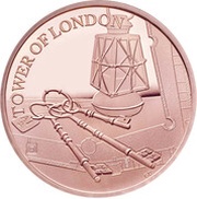 5 Pounds - Elizabeth II Ceremony of the Keys; Gold Proof, United Kingdom, 2019 reverse image