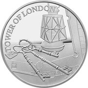 5 Pounds - Elizabeth II Ceremony of the Keys; Silver Proof, United Kingdom, 2019 reverse image