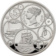 5 Pounds - Elizabeth II Queen Victoria; Silver Proof, United Kingdom, 2019 reverse image