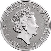 5 Pounds - Elizabeth II Yale of Beaufort; 2 oz Fine Silver obverse image