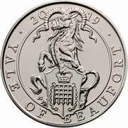 5 Pounds - Elizabeth II 5th portrait; Yale of Beaufort, United Kingdom, 2019 reverse image