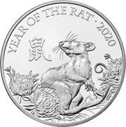5 Pounds - Elizabeth II 5th portrait; Year of the Rat, United Kingdom, 2020 reverse image