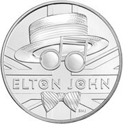 5 Pounds - Elizabeth II 5th portrait; Elton John, United Kingdom, 2020 reverse image