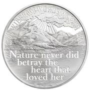 5 Pounds - Elizabeth II William Wordsworth; Silver Proof, United Kingdom, 2020 reverse image