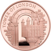 5 Pounds - Elizabeth II The White Tower; Gold Proof, United Kingdom, 2020 reverse image