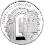 5 Pounds - Elizabeth II The White Tower; Silver Proof, United Kingdom, 2020 reverse image