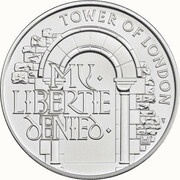 5 Pounds - Elizabeth II 5th portrait; The Infamous Prison, United Kingdom, 2020 reverse image