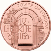 5 Pounds - Elizabeth II The Infamous Prison; Gold Proof, United Kingdom, 2020 reverse image