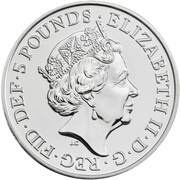 5 Pounds - Elizabeth II 5th portrait; World War II obverse image
