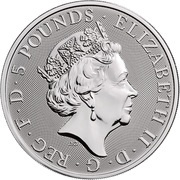 5 Pounds - Elizabeth II White Horse of Hanover; 2 oz Fine Silver obverse image