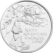5 Pounds - Elizabeth II 5th portrait; Alice's Adventures in Wonderland, United Kingdom, 2021 reverse image