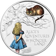 5 Pounds - Elizabeth II 5th portrait; Alice's Adventures in Wonderland, United Kingdom, 2021 reverse image