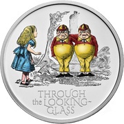5 Pounds - Elizabeth II 5th portrait; Alice Through the Looking Glass, United Kingdom, 2021 reverse image