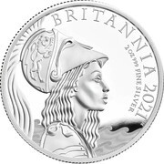 5 Pounds - Elizabeth II 5th portrait; 2 oz Fine Silver, United Kingdom, 2021 reverse image