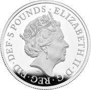 5 Pounds - Elizabeth II 5th portrait; 2 oz Fine Silver obverse image