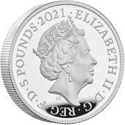 5 Pounds - Elizabeth II Gothic Crown Portrait; Silver Proof obverse image