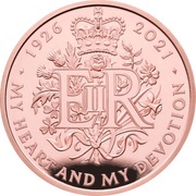 5 Pounds - Elizabeth II Queen's 95th Birthday; Gold Proof, United Kingdom, 2021 reverse image