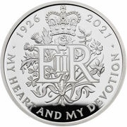 5 Pounds - Elizabeth II Queen's 95th Birthday; Silver Piedfort, United Kingdom, 2021 reverse image