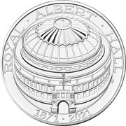 5 Pounds - Elizabeth II 5th portrait; Royal Albert Hall, United Kingdom, 2021 reverse image