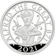 5 Pounds - Elizabeth II Alfred The Great; Silver Piedfort, United Kingdom, 2021 reverse image
